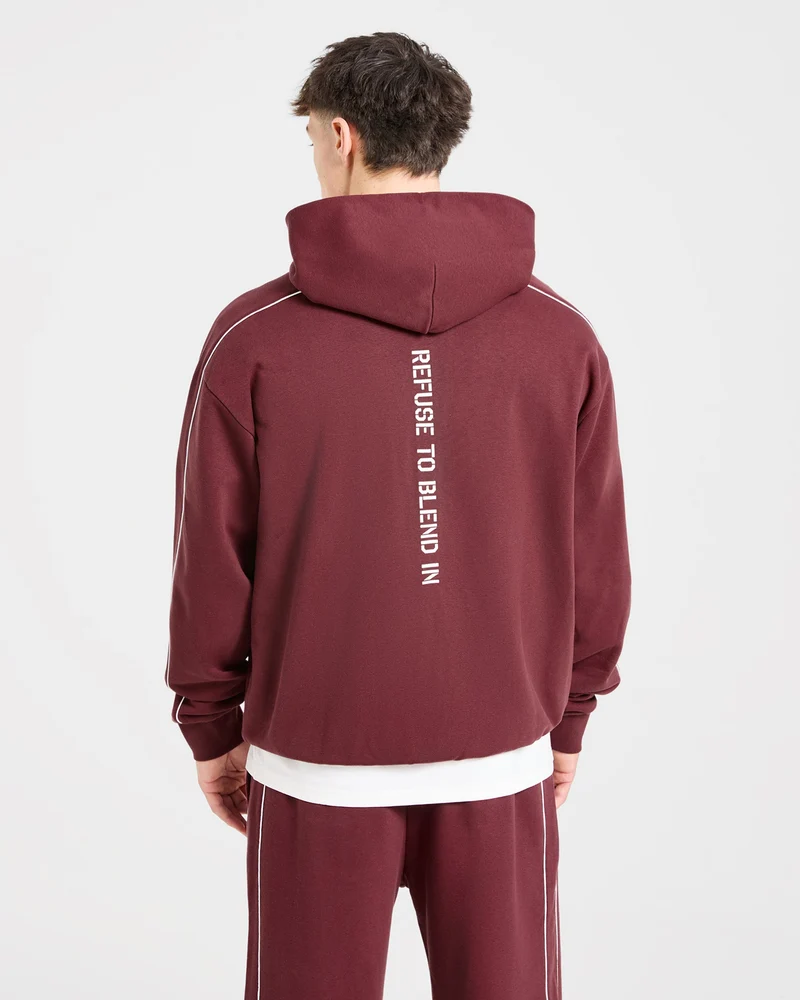 Cam Kissel x Oversized Full Zip Hoodie - Burgundy
