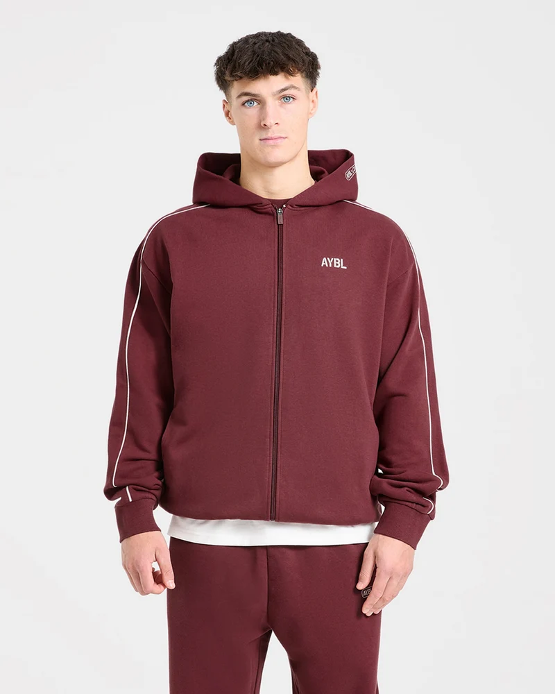 Cam Kissel x Oversized Full Zip Hoodie - Burgundy