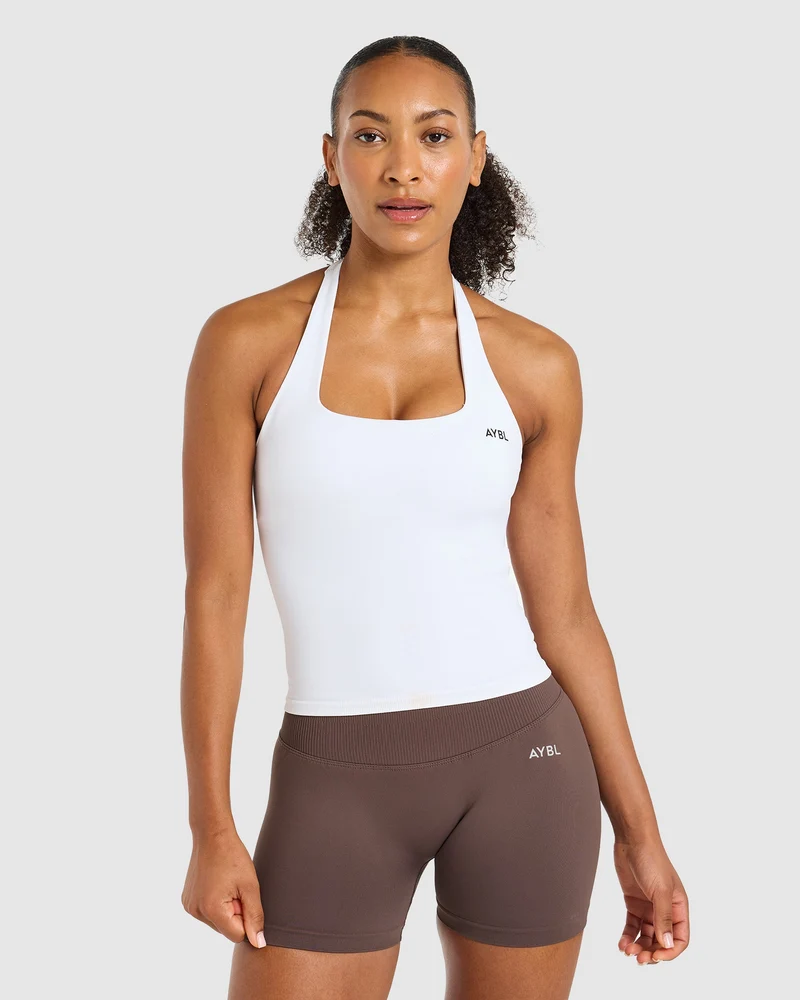 Enhance Seamless Halterneck Top - Blanc