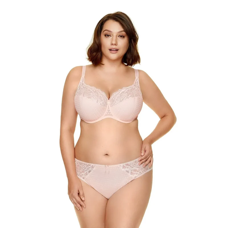Soutien-gorge semi-coussiné dentelle fleurs pois baleines réglables Gorteks