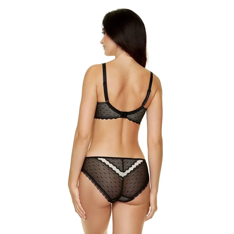Soutien-gorge semi-coussiné dentelle tulle beige confort grande taille Gorteks
