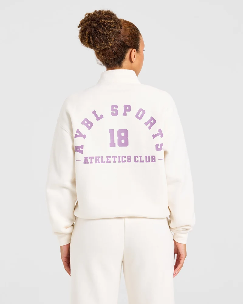 AYBL Sports 18 Oversized 1/4 Zip Pullover - Off Blanc
