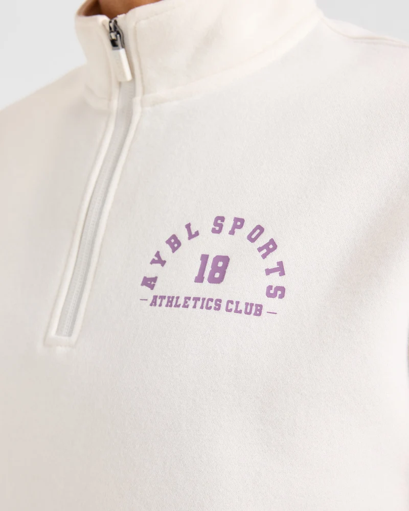 AYBL Sports 18 Oversized 1/4 Zip Pullover - Off Blanc
