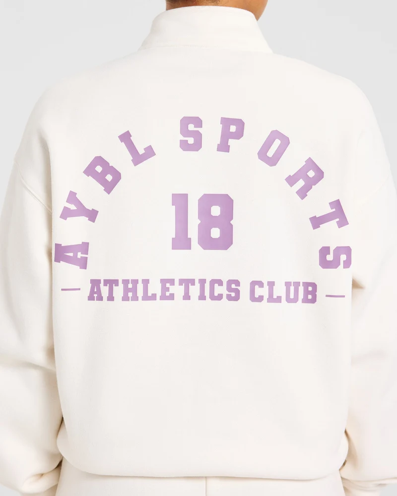 AYBL Sports 18 Oversized 1/4 Zip Pullover - Off Blanc