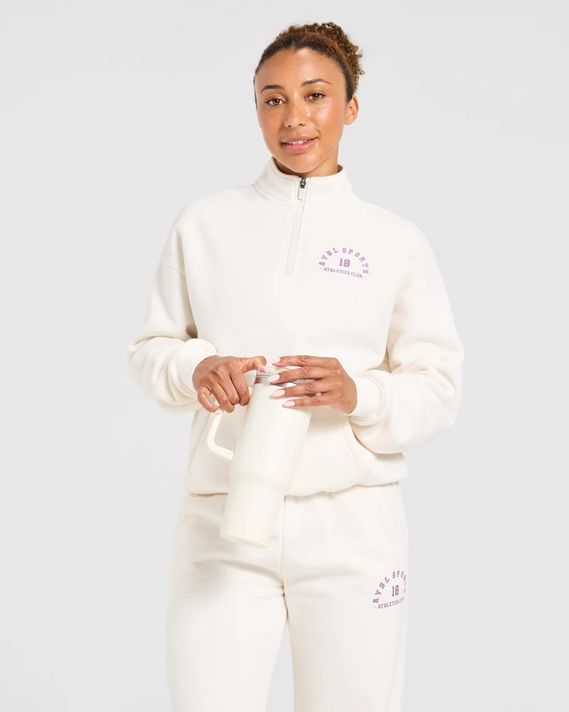 AYBL Sports 18 Oversized 1/4 Zip Pullover - Off Blanc