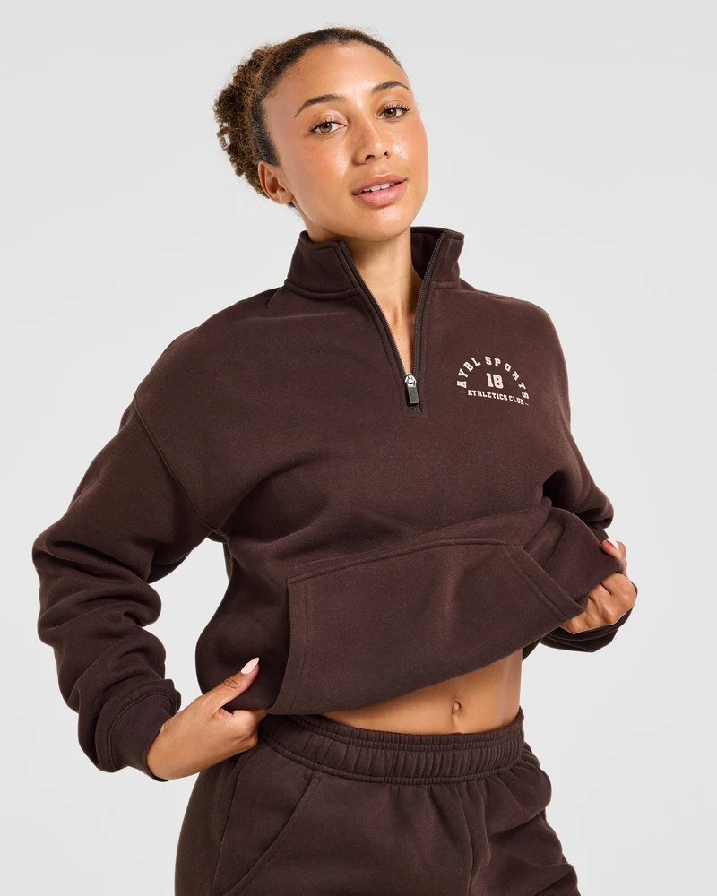 AYBL Sports 18 Oversized 1/4 Zip Pullover - Cocoa Marron