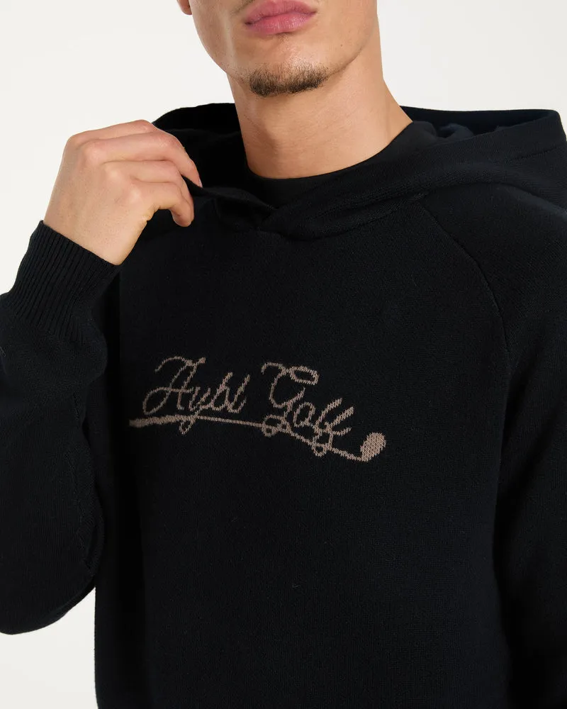 Golf Club Knitted Hoodie - Black