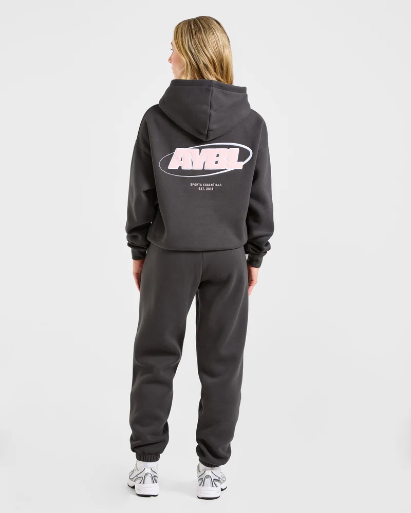 Sports Essentials Oversized Joggers - Charcoal/Rose