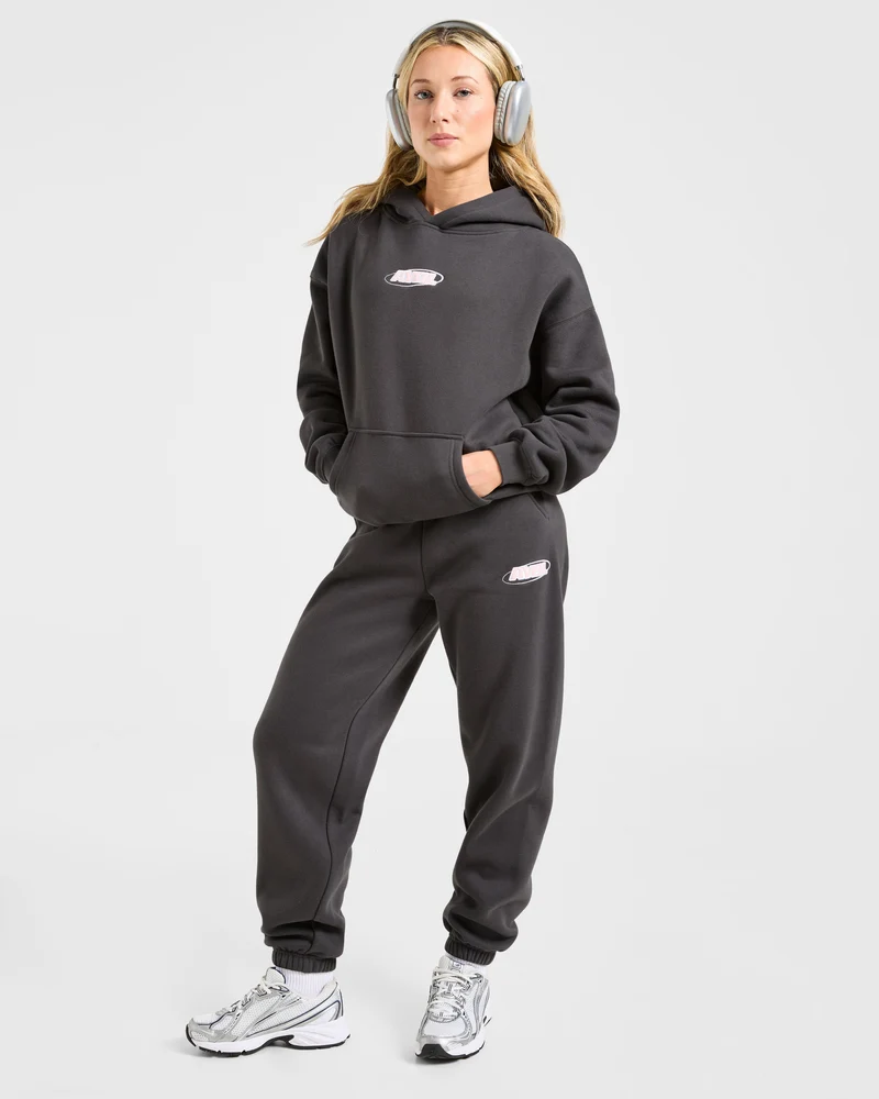 Sports Essentials Oversized Joggers - Charcoal/Rose