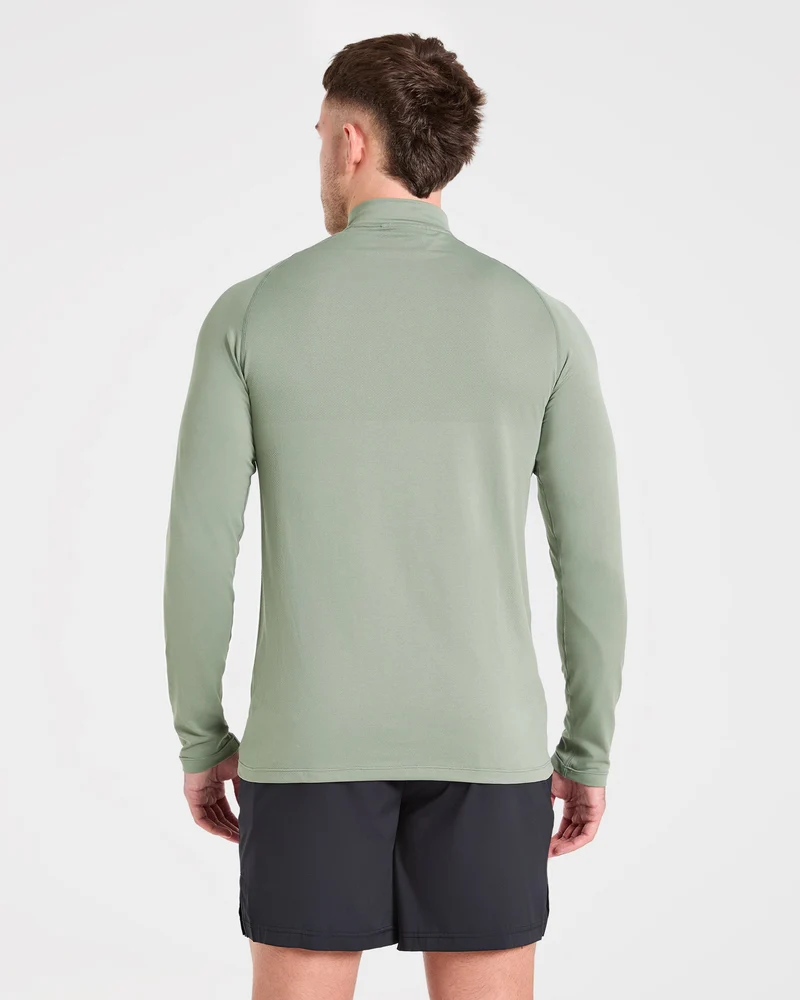 Essential Seamless 1/4 Zip Pullover - Olive