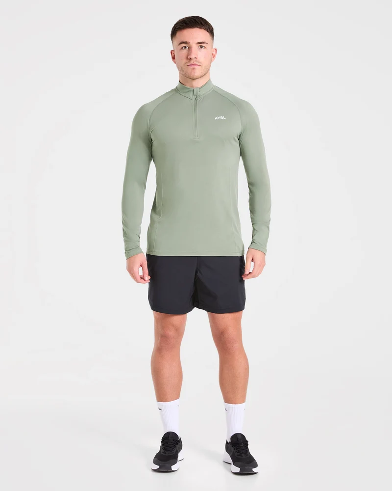 Essential Seamless 1/4 Zip Pullover - Olive