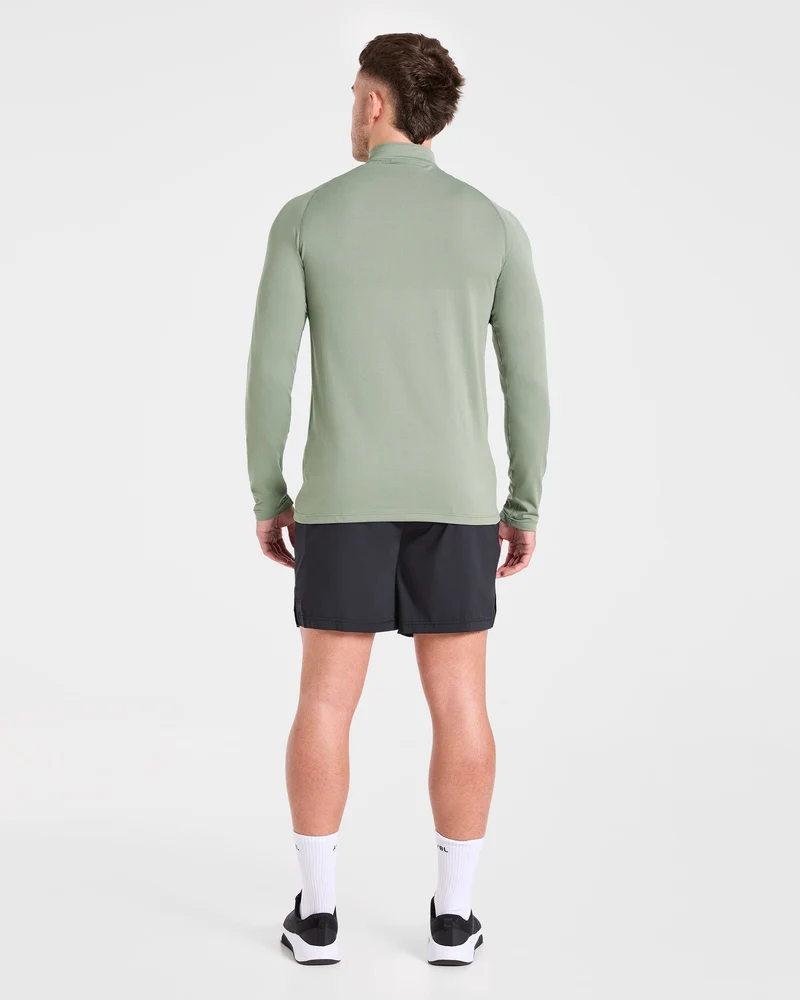 Essential Seamless 1/4 Zip Pullover - Olive