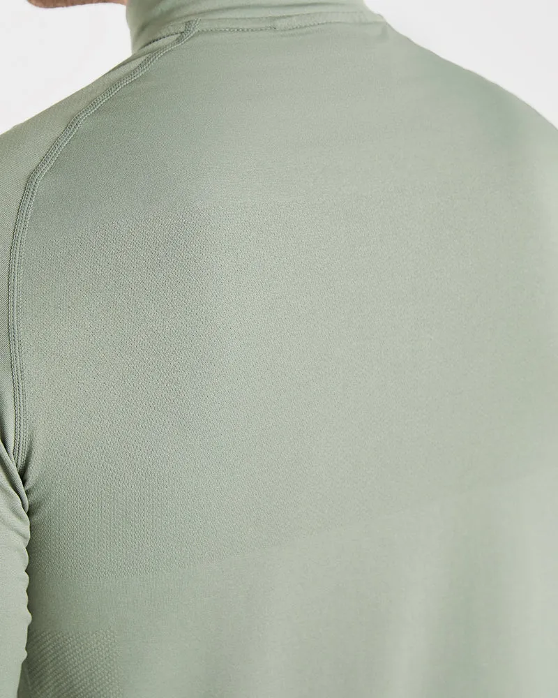 Essential Seamless 1/4 Zip Pullover - Olive