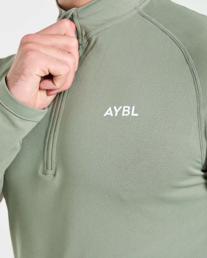 Essential Seamless 1/4 Zip Pullover - Olive