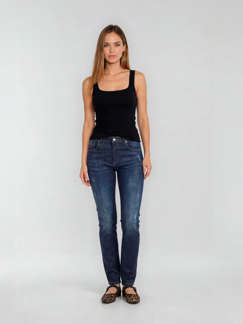 SCREVET - TINGLY, Straight Fit, High-Waist, Mid Blue Used