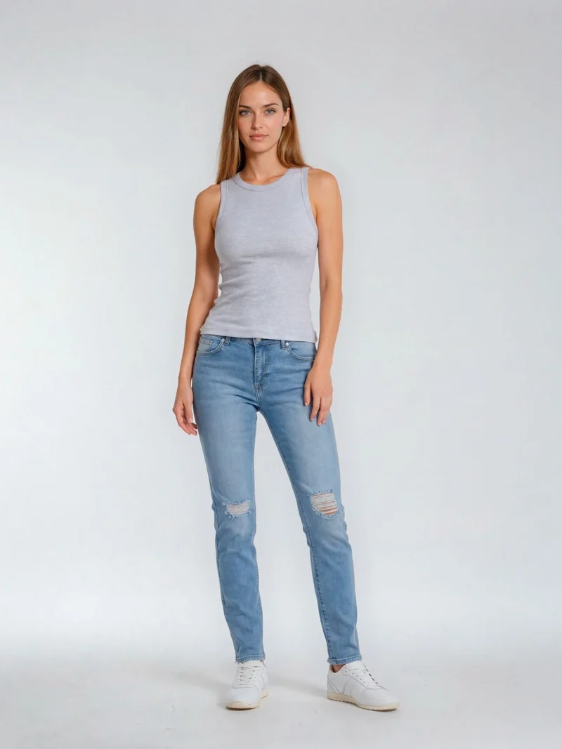 SCREVET - SPARKY, Slim Fit, Mid-Waist, Light Blue Used