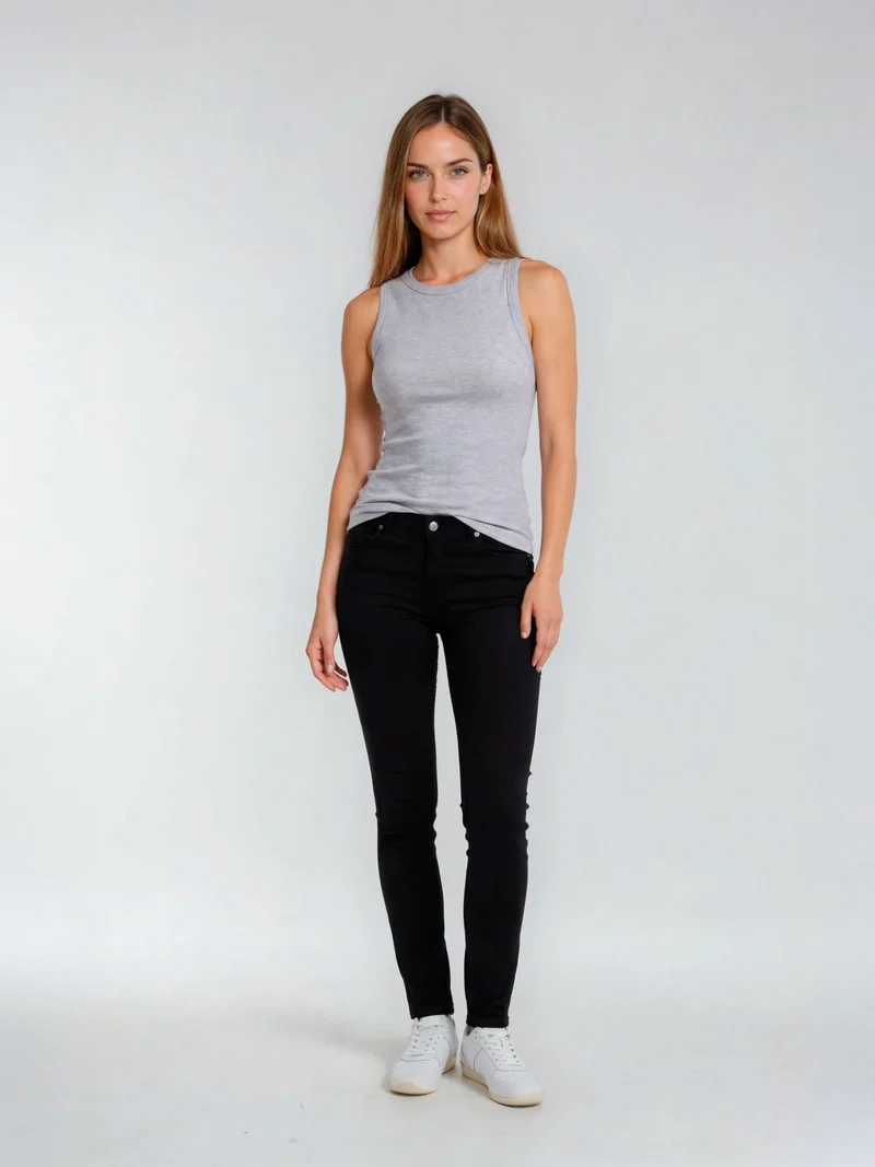 SCREVET - EMPLOY, Slim Fit, Mid-Waist, Black