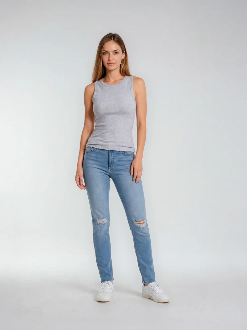 BOGILVY - FANCY, Slim Fit, Mid-Waist, Light Blue Used