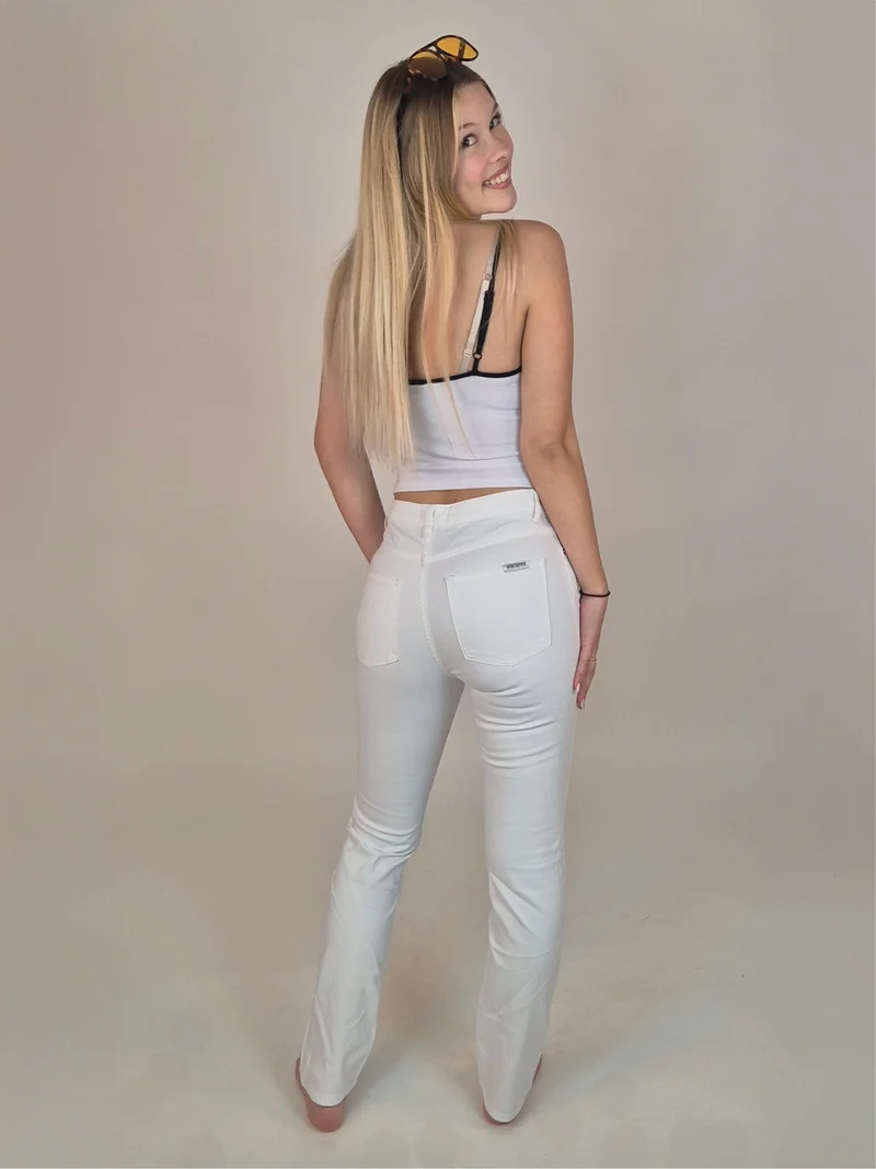 WHITEFIVE - The Unbluejeans - White ALABASTER, Mid-Waist, Slim Fit