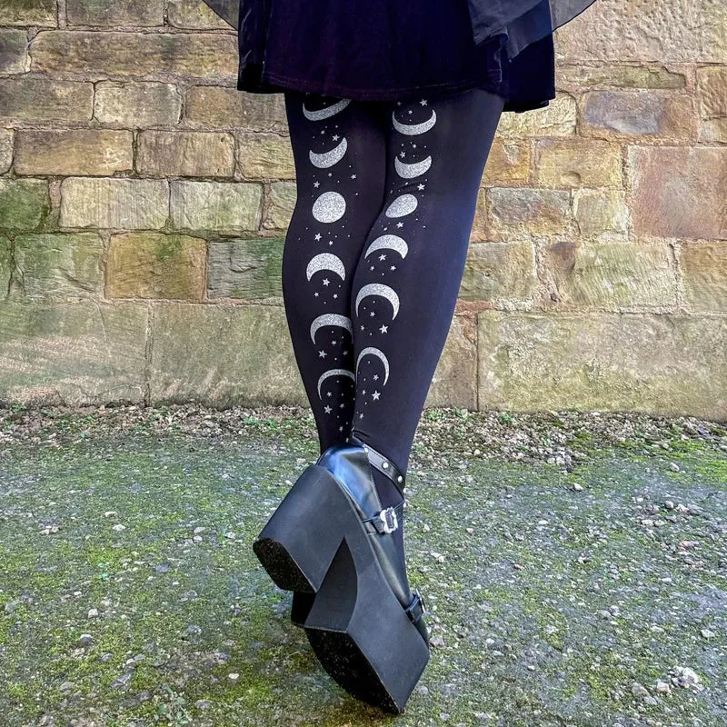80 Denier Opaque Tights - Moon Phases