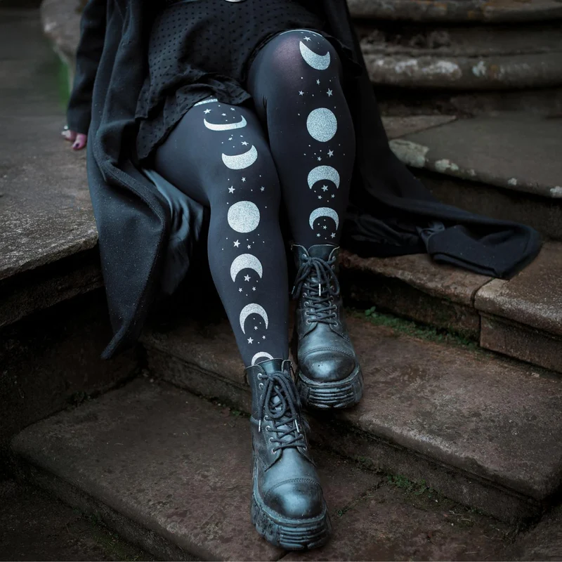 80 Denier Opaque Tights - Moon Phases