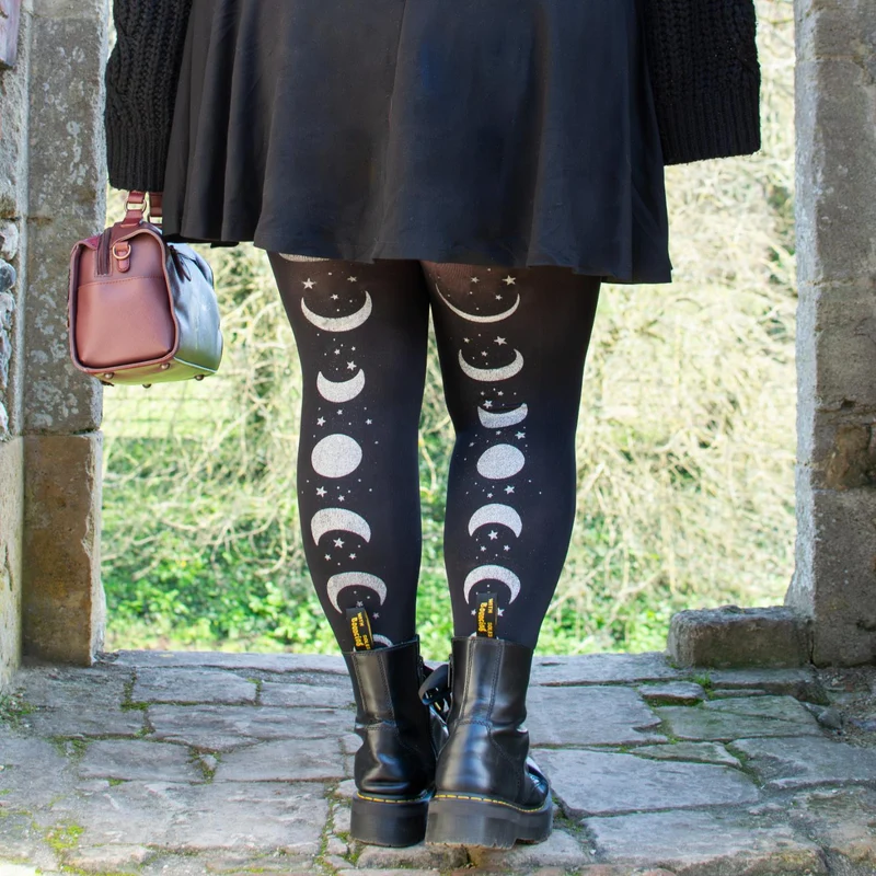 80 Denier Opaque Tights - Moon Phases