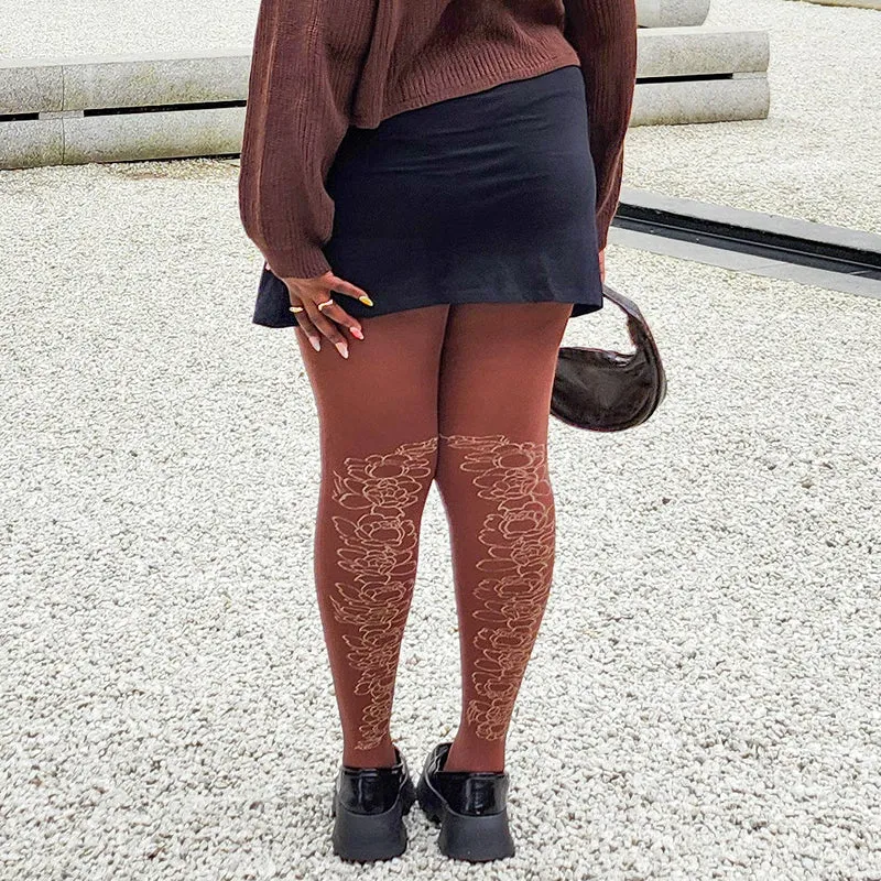 80 Denier Opaque Tights - Peonies