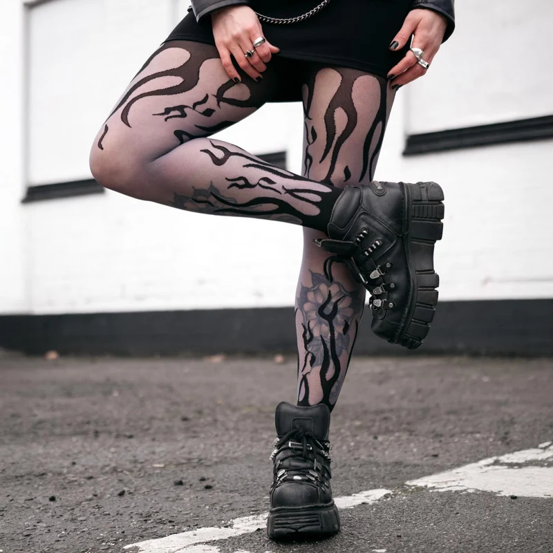 Flames Sheer Tights