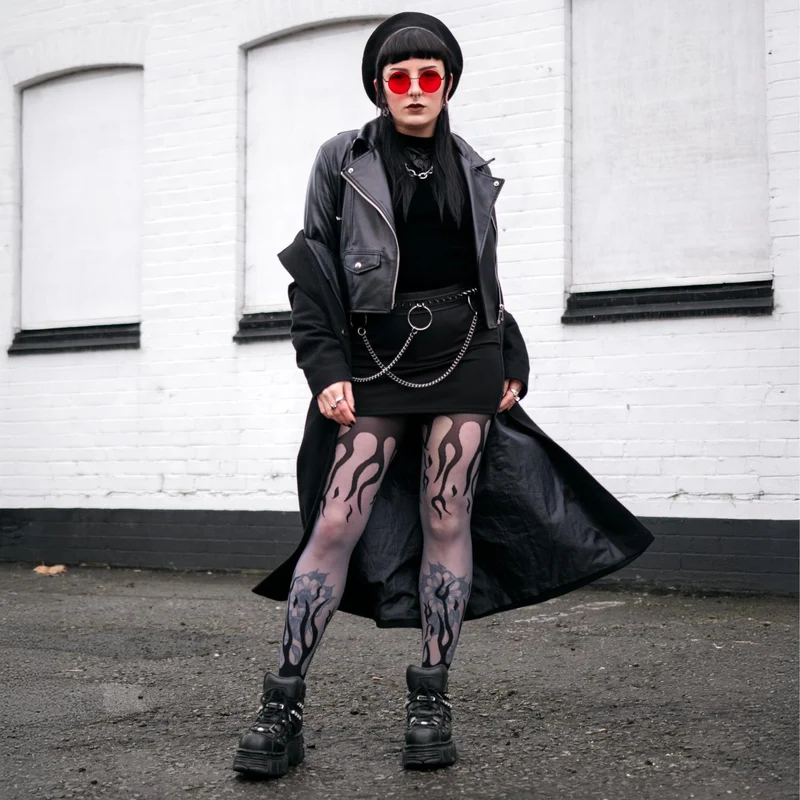 Flames Sheer Tights