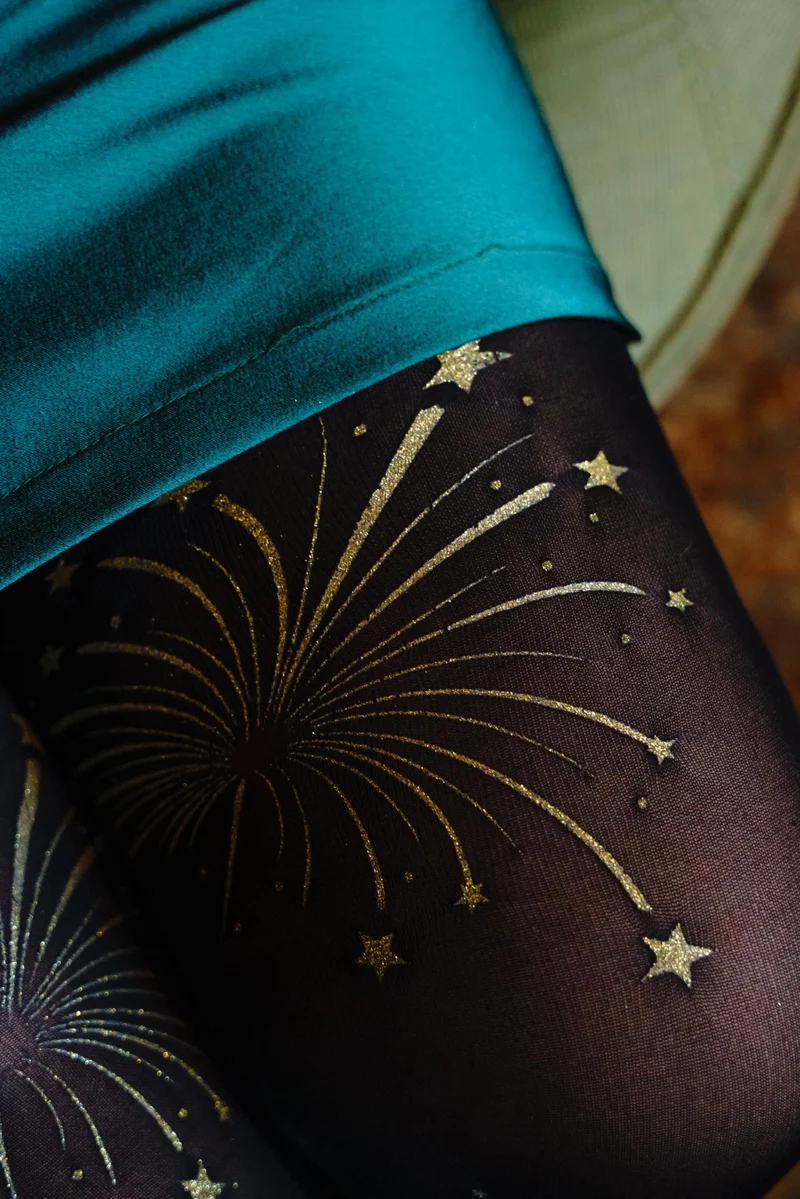 80 Denier Opaque Tights - Glitter Fireworks