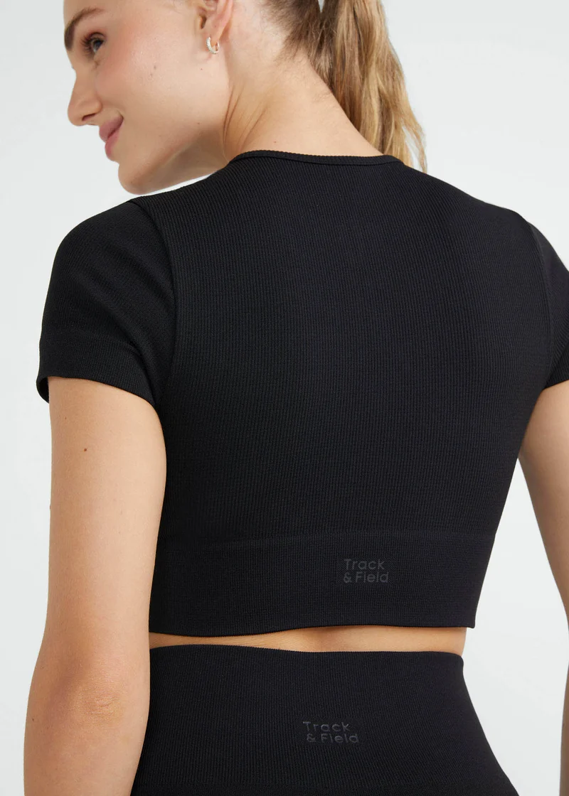 T-Shirt Mulher Manga Curta Skin Cropped