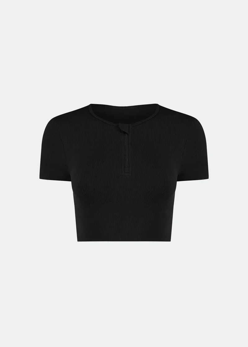 T-Shirt Mulher Manga Curta Skin Cropped