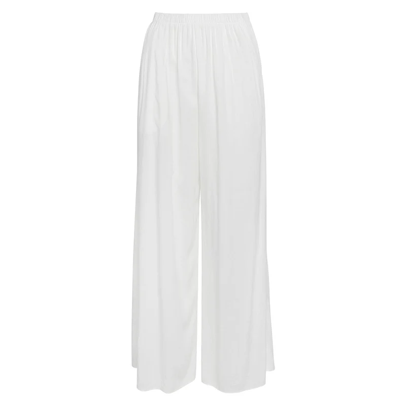 Pantalon à jambe large et long uni - Blanc