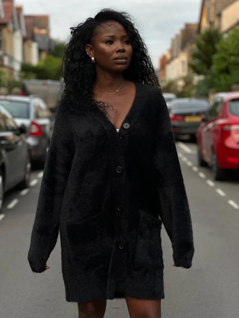 Fluffy Cardigan - Black