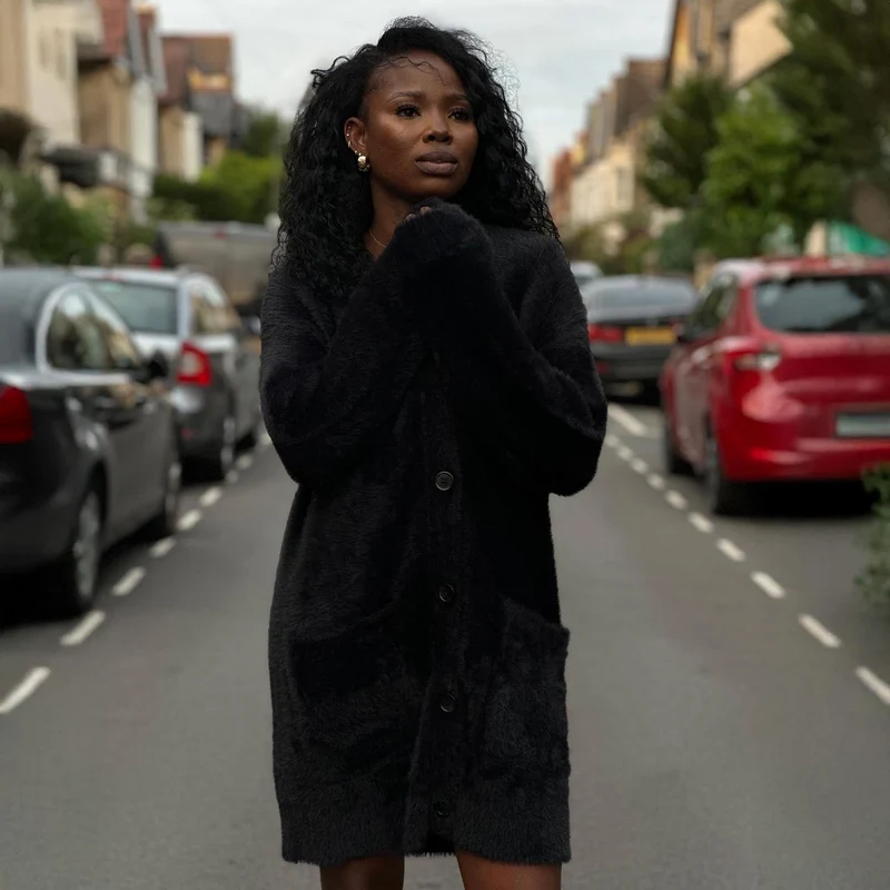 Fluffy Cardigan - Black