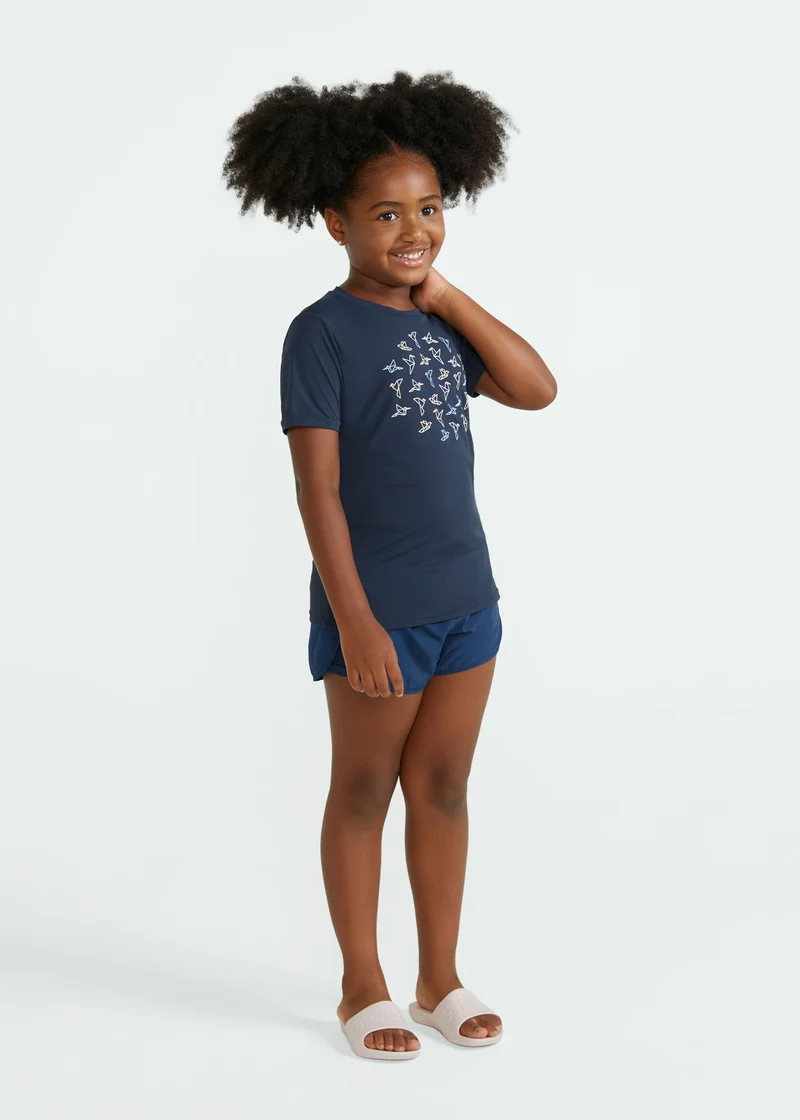 T-shirt Infantil Mulher Manga Curta Thermodry Tsuru Kids