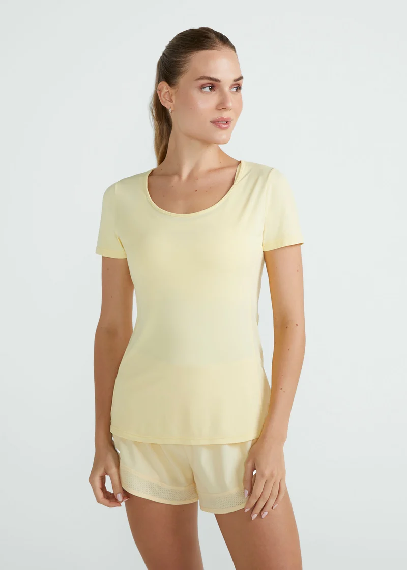 T-Shirt Mulher Manga Curta Transpasse