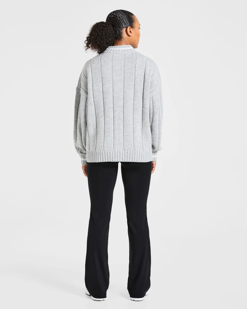Athletics Oversized Knitted 1/4 Zip - Gris Marl