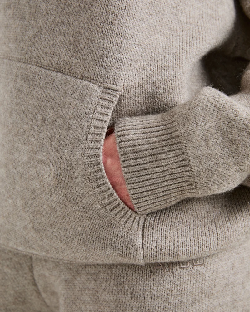 Soft Oversized Knitted Hoodie - Marron Marl
