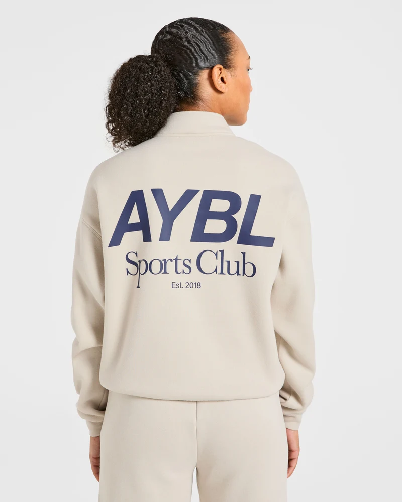 Sports Club Oversized 1/4 Zip Pullover - Sand/Navy