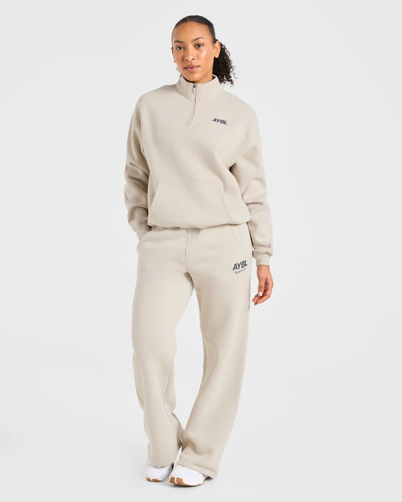 Sports Club Oversized 1/4 Zip Pullover - Sand/Navy