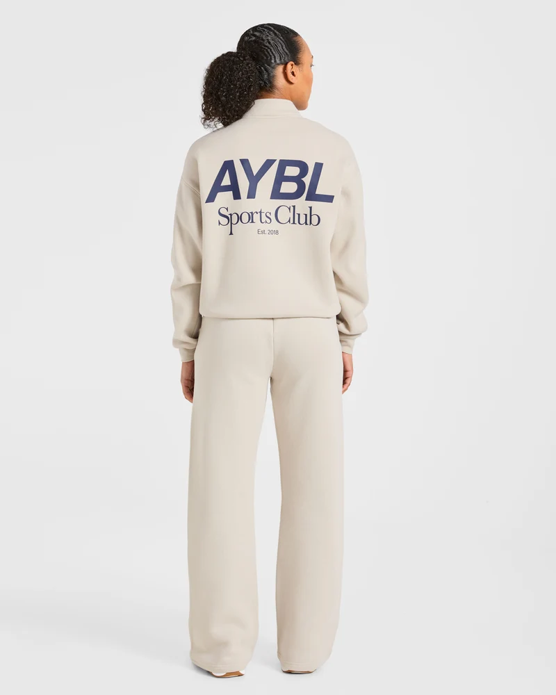 Sports Club Oversized 1/4 Zip Pullover - Sand/Navy