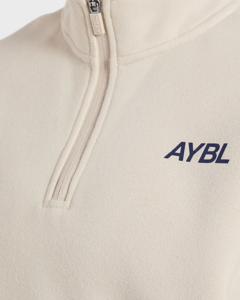 Sports Club Oversized 1/4 Zip Pullover - Sand/Navy