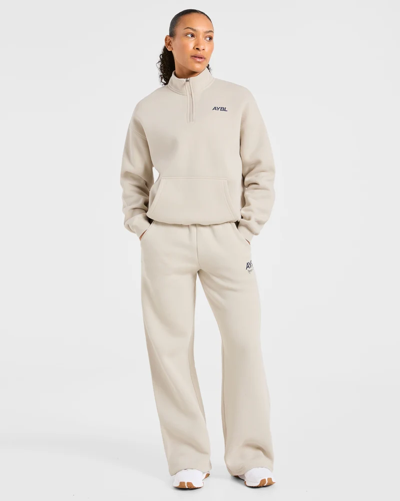 Sports Club Oversized 1/4 Zip Pullover - Sand/Navy