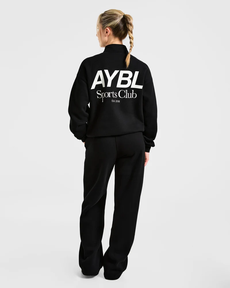 Sports Club Oversized 1/4 Zip Pullover - Noir/Blanc