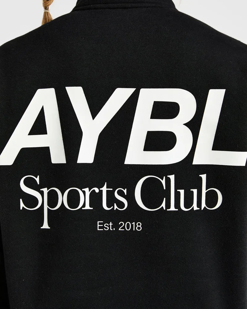 Sports Club Oversized 1/4 Zip Pullover - Noir/Blanc
