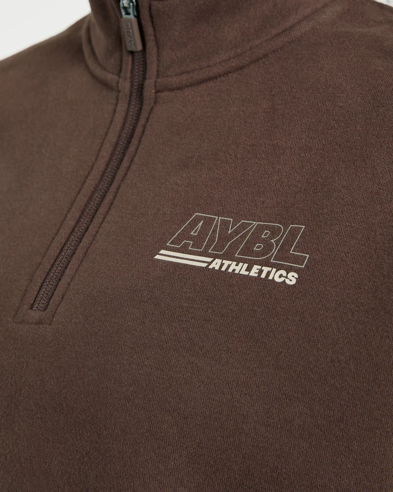 Athletics Track Oversized 1/4 Zip Pullover - Brown/Sand