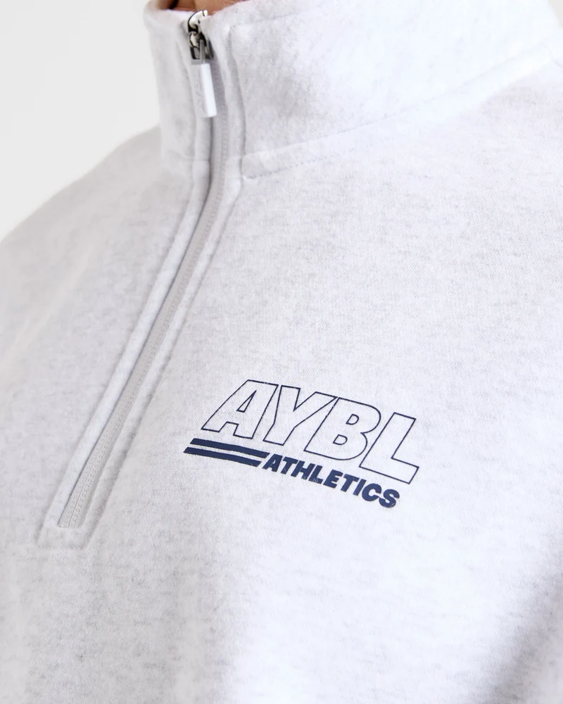 Athletics Track Oversized 1/4 Zip Pullover - Heather Gris/Navy