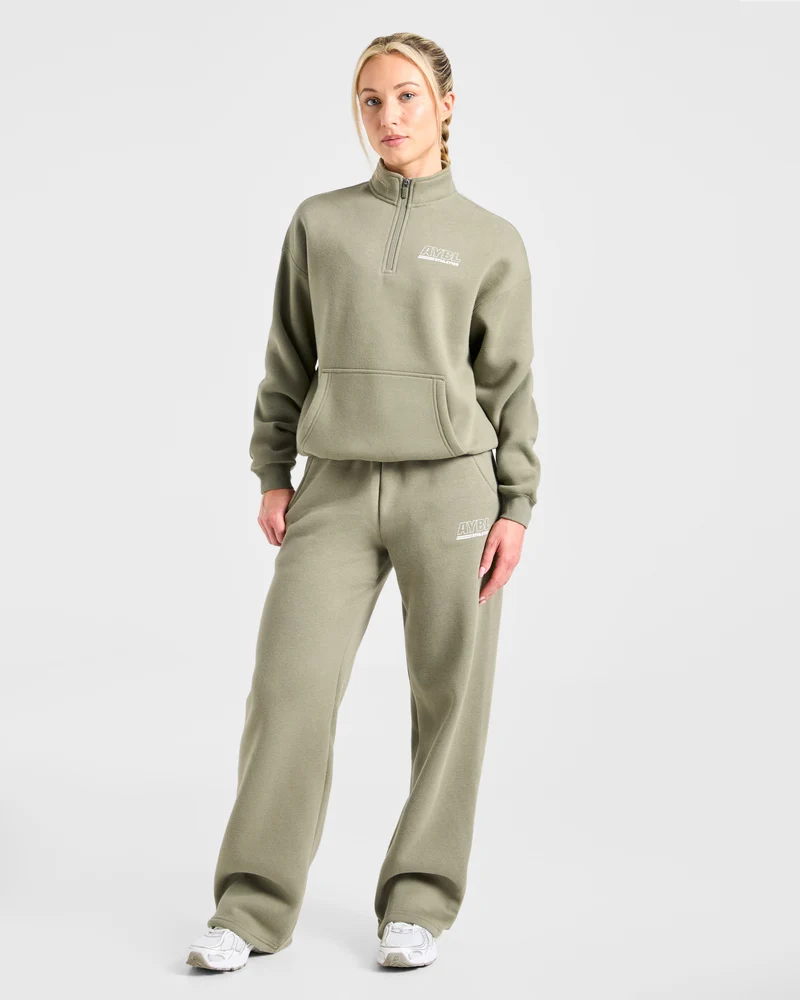 Athletics Track Oversized 1/4 Zip Pullover - Muted Olive