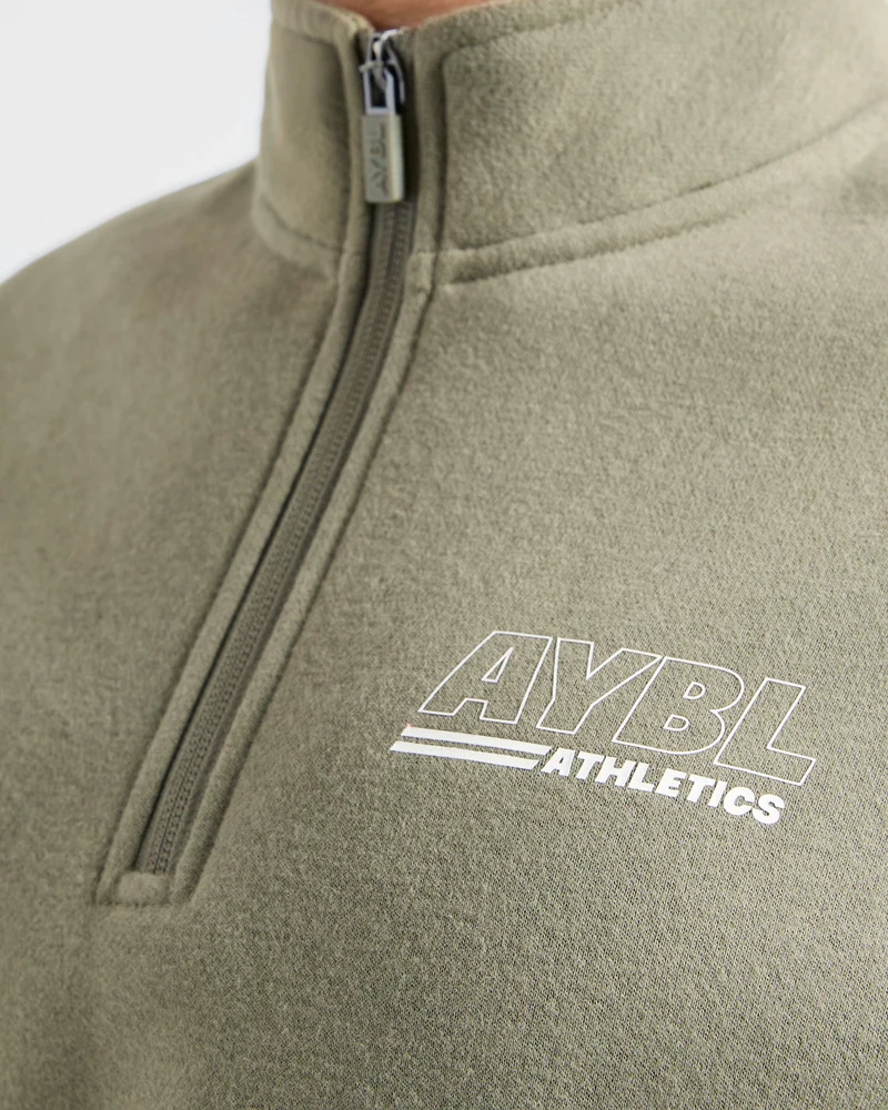 Athletics Track Oversized 1/4 Zip Pullover - Muted Olive